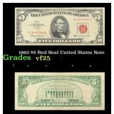 1963 $5 Red Seal United States Note Grades vf+