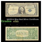 1957B $1 Blue Seal Silver Certificate Grades vf+