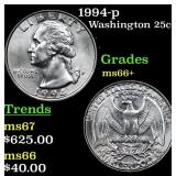 1994-p Washington Quarter 25c Grades GEM++ Unc