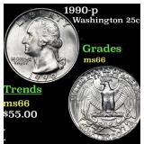 1990-p Washington Quarter 25c Grades GEM+ Unc