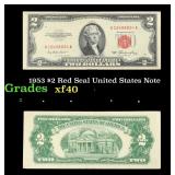 1953 $2 Red Seal United States Note Grades xf