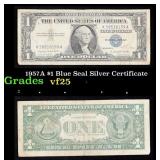1957A $1 Blue Seal Silver Certificate Grades vf+