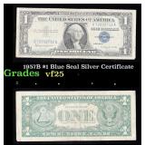 1957B $1 Blue Seal Silver Certificate Grades vf+