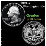 Proof 1974-s Washington Quarter 25c Grades GEM++ P