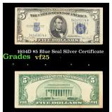 1934D $5 Blue Seal Silver Certificate Grades vf+