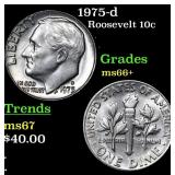 1975-d Roosevelt Dime 10c Grades GEM++ Unc