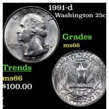 1991-d Washington Quarter 25c Grades GEM+ Unc