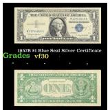 1957B $1 Blue Seal Silver Certificate Grades vf++