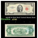 1953B $2 Red Seal United States Note Grades xf