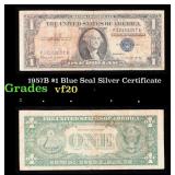 1957B $1 Blue Seal Silver Certificate Grades vf, v