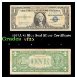 1957A $1 Blue Seal Silver Certificate Grades vf+