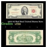 1953 $2 Red Seal United States Note Grades vf++