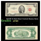 1953B $2 Red Seal United States Note Grades xf
