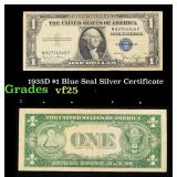 1935D $1 Blue Seal Silver Certificate Grades vf+