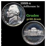 Proof 1988-s Jefferson Nickel 5c Grades GEM++ Proo