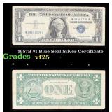 1957B $1 Blue Seal Silver Certificate Grades vf+