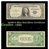 1935E $1 Blue Seal Silver Certificate Grades vf+