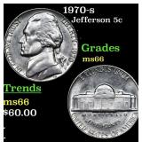 1970-s Jefferson Nickel 5c Grades GEM+ Unc