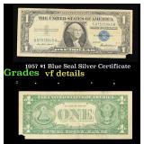 1957 $1 Blue Seal Silver Certificate Grades vf det