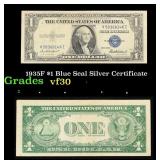 1935F $1 Blue Seal Silver Certificate Grades vf++