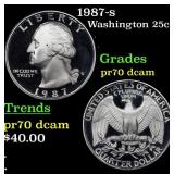 Proof 1987-s Washington Quarter 25c Grades GEM++ P