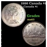 1986 Canada $1 Canada Dollar 1 Grades Select Unc