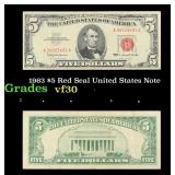 1963 $5 Red Seal United States Note Grades vf++