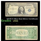 1957B $1 Blue Seal Silver Certificate Grades vf+