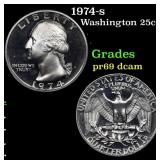 Proof 1974-s Washington Quarter 25c Grades GEM++ P