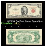 1953C $2 Red Seal United States Note Grades vf++