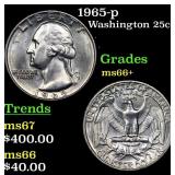 1965-p Washington Quarter 25c Grades GEM++ Unc
