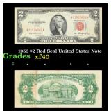 1953 $2 Red Seal United States Note Grades xf