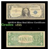 1957B $1 Blue Seal Silver Certificate Grades vf+
