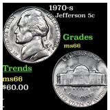 1970-s Jefferson Nickel 5c Grades GEM+ Unc