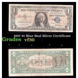 1957 $1 Blue Seal Silver Certificate Grades vf++