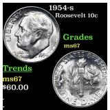 1954-s Roosevelt Dime 10c Grades GEM++ Unc