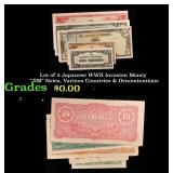 Lot of 5 Japanese WWII Invasion Money "JIM" Notes,