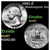 1981-d Washington Quarter 25c Grades GEM++ Unc