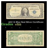 1957 $1 Blue Seal Silver Certificate Grades vf+
