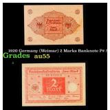 1920 Germany (Weimar) 2 Marks Banknote P# 59 Grade