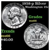 1958-p Washington Quarter Silver 25c Grades GEM+ U
