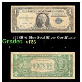 1957B $1 Blue Seal Silver Certificate Grades vf+