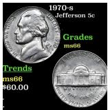 1970-s Jefferson Nickel 5c Grades GEM+ Unc