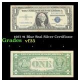 1957 $1 Blue Seal Silver Certificate Grades vf++