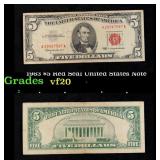 1963 $5 Red Seal United States Note Grades vf, ver