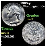 1965-p Washington Quarter 25c Grades GEM++ Unc