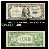 1935E $1 Blue Seal Silver Certificate Grades vf++