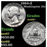 1984-d Washington Quarter 25c Grades GEM++ Unc