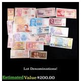 Lot of 19 Various Foreign Banknotes, Various Count