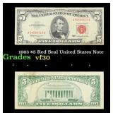 1963 $5 Red Seal United States Note Grades vf++